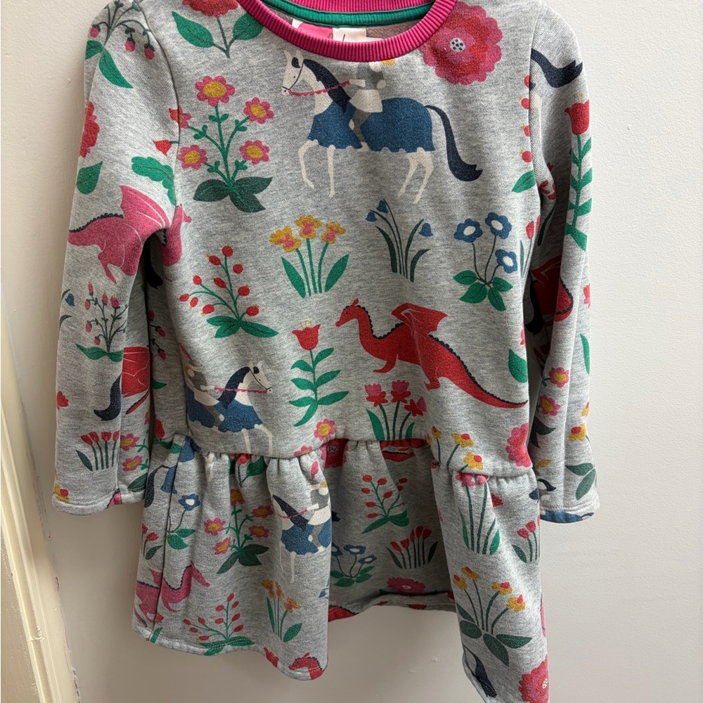 Mini Boden Gray Floral and Animal Long Sleeve Tee
